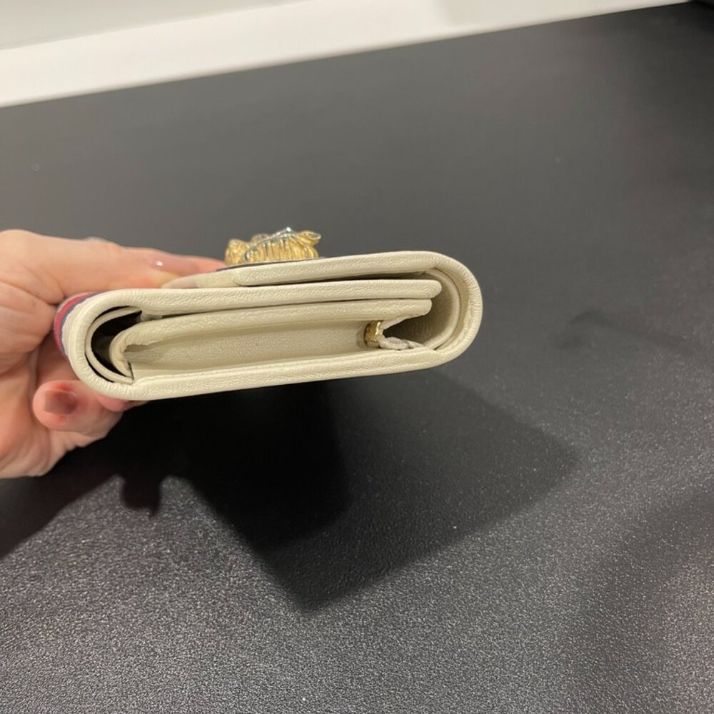 Gucci Rajah White Leather Gold Crystal Tiger Head Wallet (RY2222) - Picture 4 of 14